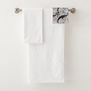 Aquatic animals pattern   ocean underwater life 22 bath towel set