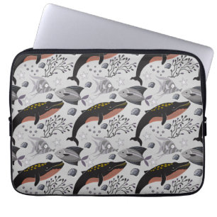 Aquatic animals pattern   ocean underwater life 22 laptop sleeve