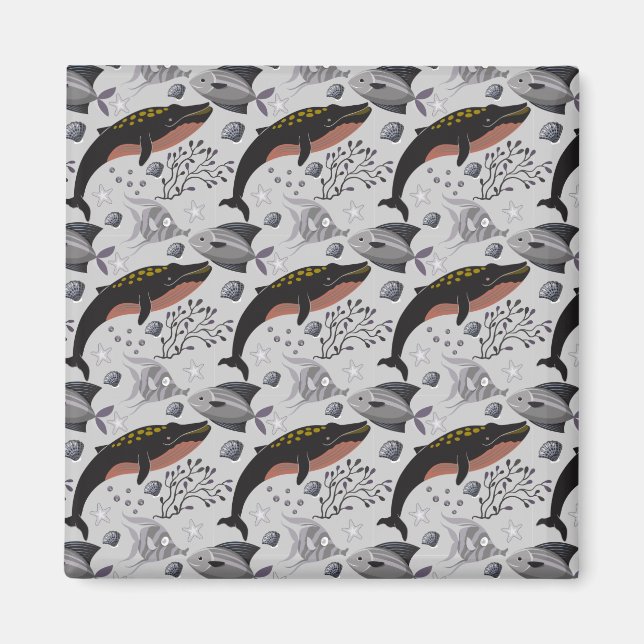 Aquatic animals pattern | ocean underwater life 22 magnet (Front)