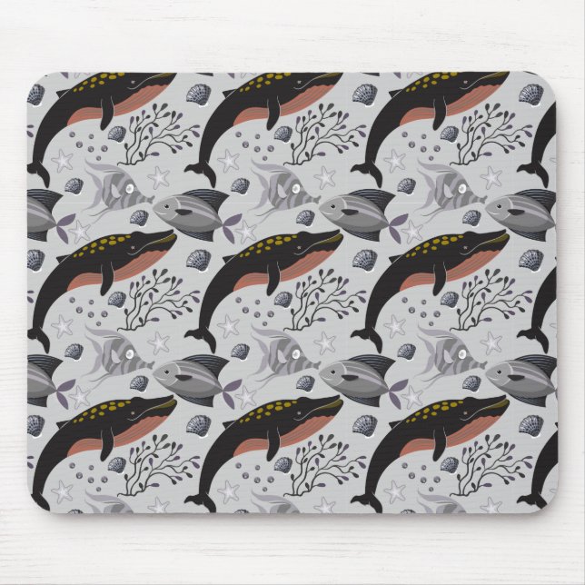 Aquatic animals pattern | ocean underwater life 22 mouse pad (Front)