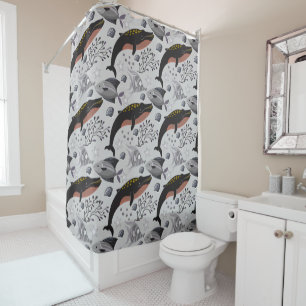 Aquatic animals pattern   ocean underwater life 22 shower curtain