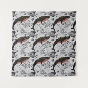 Aquatic animals pattern ocean underwater life 22 tapestry