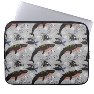 Aquatic animals pattern ocean underwater life 23 laptop sleeve