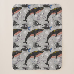 Aquatic animals pattern ocean underwater life 23 sherpa blanket