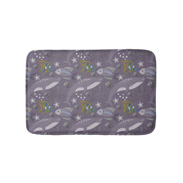 Aquatic animals pattern | ocean underwater life 24 bath mat (Front)
