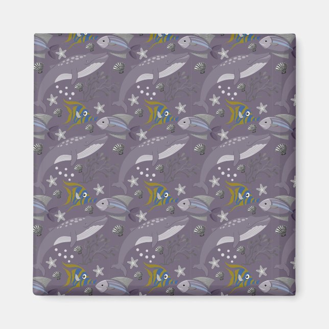 Aquatic animals pattern | ocean underwater life 24 magnet (Front)