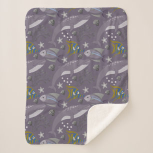 Aquatic animals pattern ocean underwater life 24 sherpa blanket