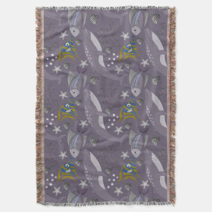 Aquatic animals pattern   ocean underwater life 24 throw blanket
