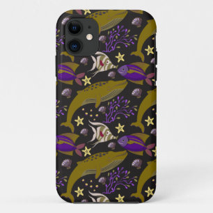 Aquatic animals pattern ocean underwater life 25 iPhone 11 case