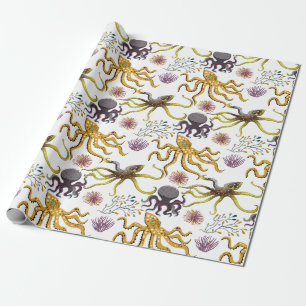 Aquatic animals pattern   ocean underwater life 26 wrapping paper