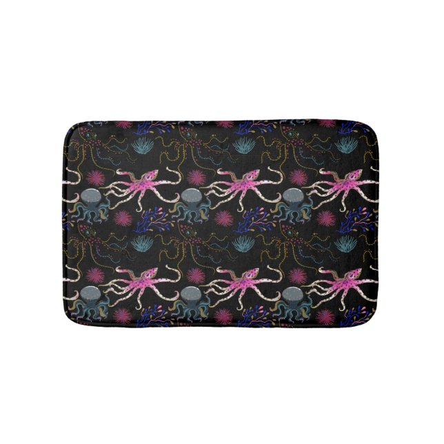 Aquatic animals pattern | ocean underwater life 28 bath mat (Front)
