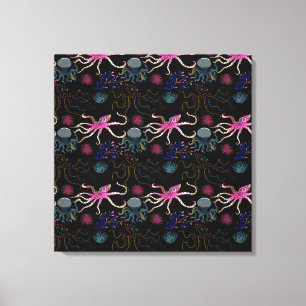 Aquatic animals pattern ocean underwater life 28 canvas print