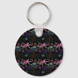 Aquatic animals pattern ocean underwater life 28 key ring