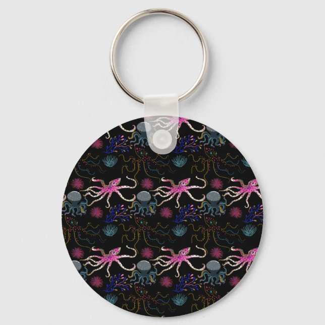 Aquatic animals pattern | ocean underwater life 28 key ring (Front)