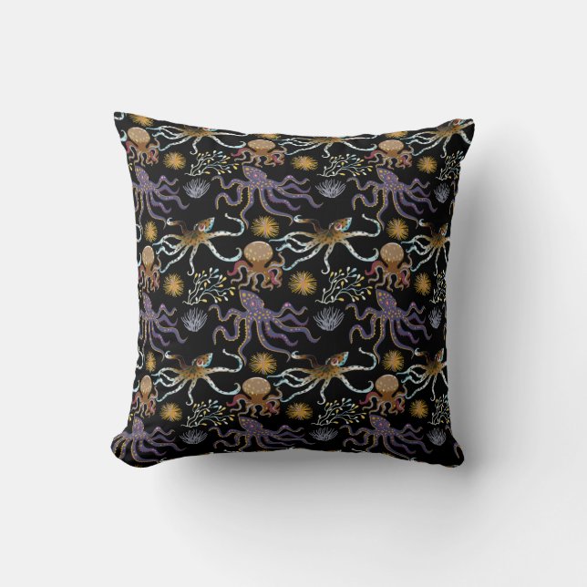 Aquatic animals pattern | ocean underwater life 29 cushion (Front)