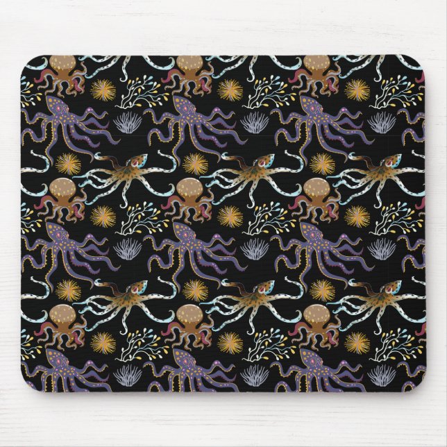 Aquatic animals pattern | ocean underwater life 29 mouse pad (Front)