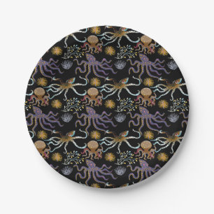 Aquatic animals pattern   ocean underwater life 29 paper plate
