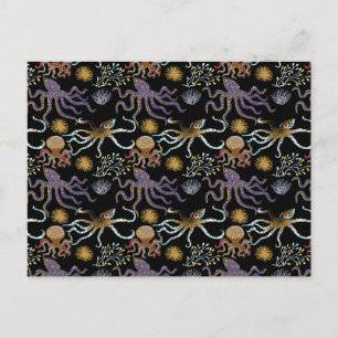 Aquatic animals pattern ocean underwater life 29 postcard