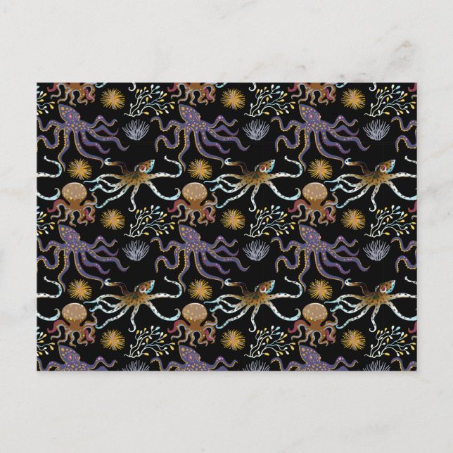 Aquatic animals pattern | ocean underwater life 29 postcard (Front)