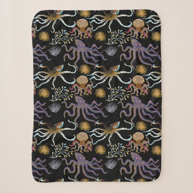 Aquatic animals pattern | ocean underwater life 29 sherpa blanket (Front)