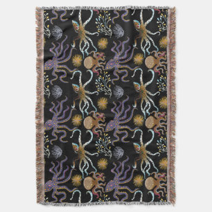 Aquatic animals pattern ocean underwater life 29 throw blanket