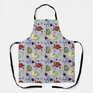 Aquatic animals pattern ocean underwater life 2 apron
