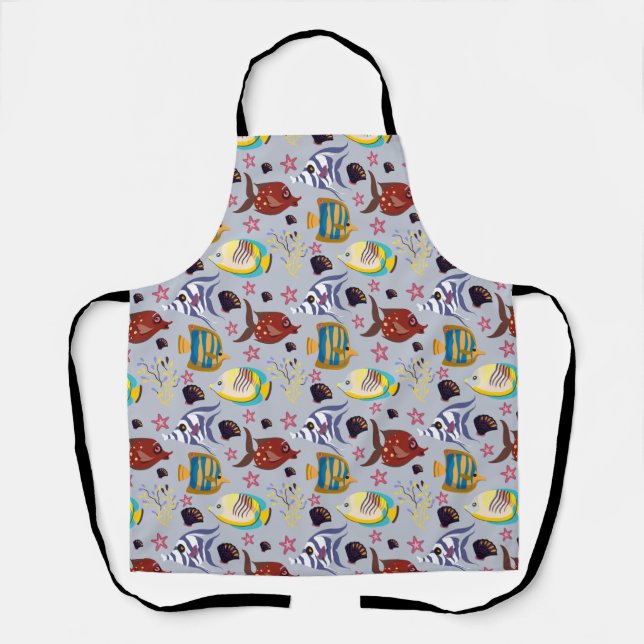 Aquatic animals pattern | ocean underwater life 2 apron (Front)