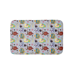 Aquatic animals pattern ocean underwater life 2 bath mat