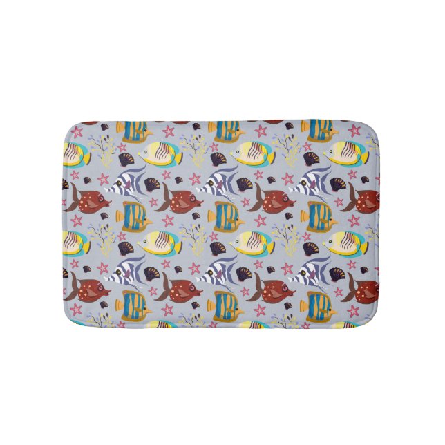 Aquatic animals pattern | ocean underwater life 2 bath mat (Front)