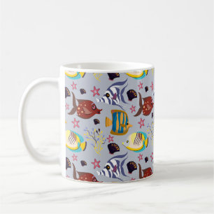 Aquatic animals pattern   ocean underwater life 2 coffee mug