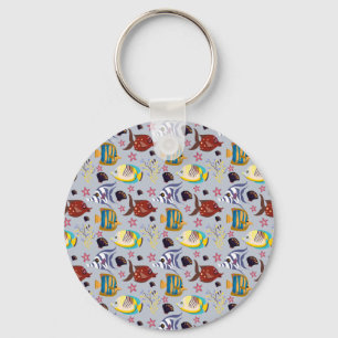 Aquatic animals pattern   ocean underwater life 2 key ring