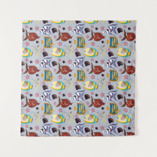 Aquatic animals pattern   ocean underwater life 2 tapestry