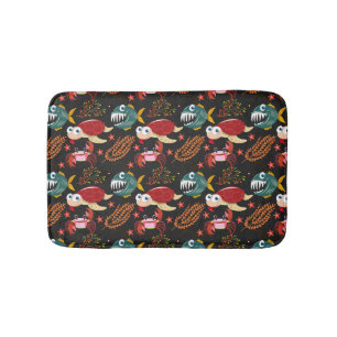 Aquatic animals pattern ocean underwater life 30 bath mat