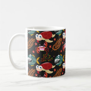 Aquatic animals pattern ocean underwater life 30 coffee mug