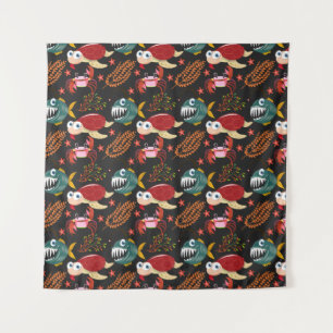 Aquatic animals pattern ocean underwater life 30 tapestry