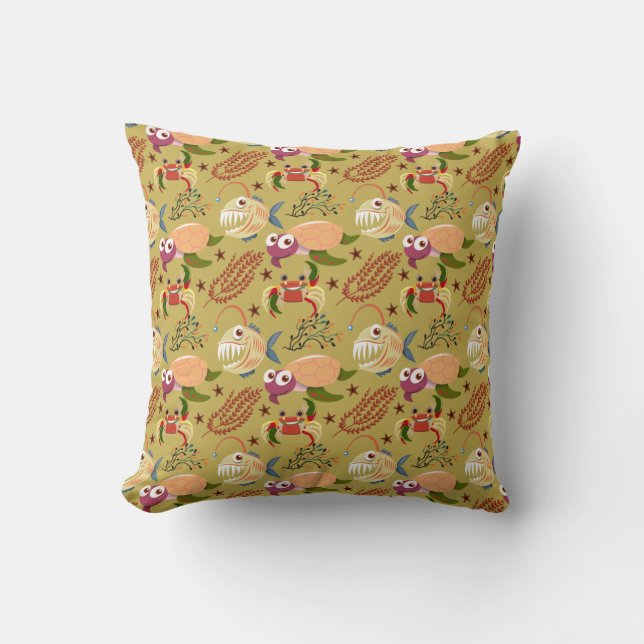 Aquatic animals pattern | ocean underwater life 31 cushion (Front)
