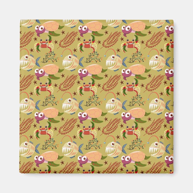 Aquatic animals pattern | ocean underwater life 31 magnet (Front)