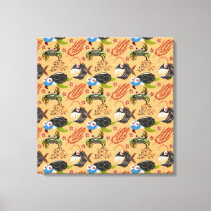Aquatic animals pattern ocean underwater life 32 canvas print
