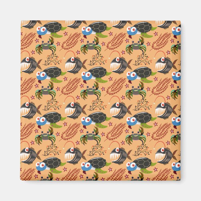 Aquatic animals pattern | ocean underwater life 32 magnet (Front)