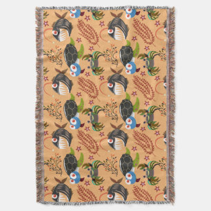 Aquatic animals pattern ocean underwater life 32 throw blanket