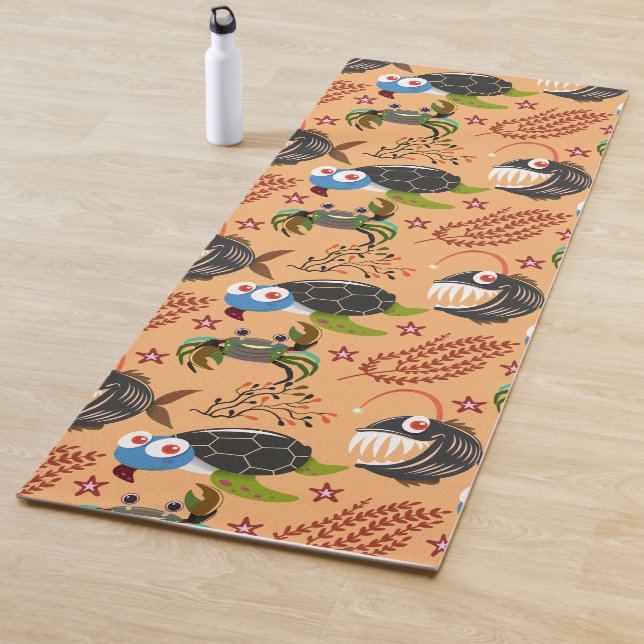 Aquatic animals pattern | ocean underwater life 32 yoga mat (In Situ)