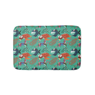 Aquatic animals pattern ocean underwater life 33 bath mat
