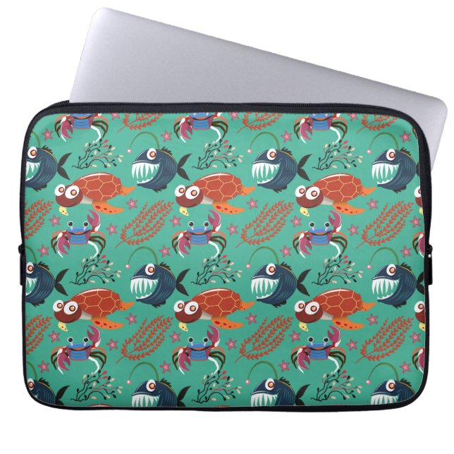 Aquatic animals pattern | ocean underwater life 33 laptop sleeve (Front)
