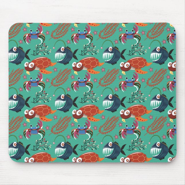 Aquatic animals pattern | ocean underwater life 33 mouse pad (Front)