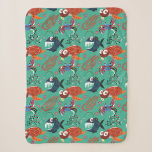 Aquatic animals pattern ocean underwater life 33 sherpa blanket