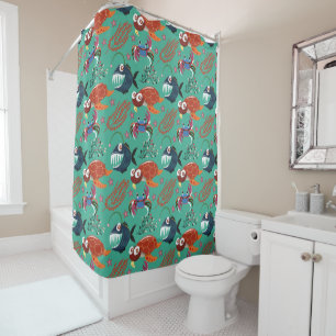 Aquatic animals pattern ocean underwater life 33 shower curtain