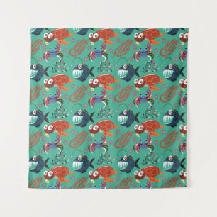 Aquatic animals pattern   ocean underwater life 33 tapestry