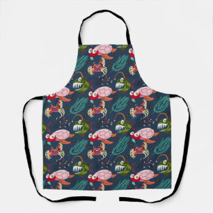 Aquatic animals pattern   ocean underwater life 34 apron