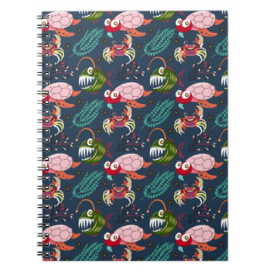 Aquatic animals pattern ocean underwater life 34 notebook