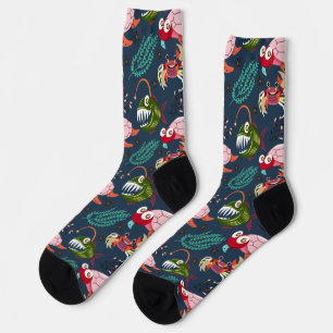 Aquatic animals pattern ocean underwater life 34 socks